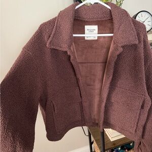 Abercrombie & Fitch Women's Cropped Sherpa Shirt Jacket